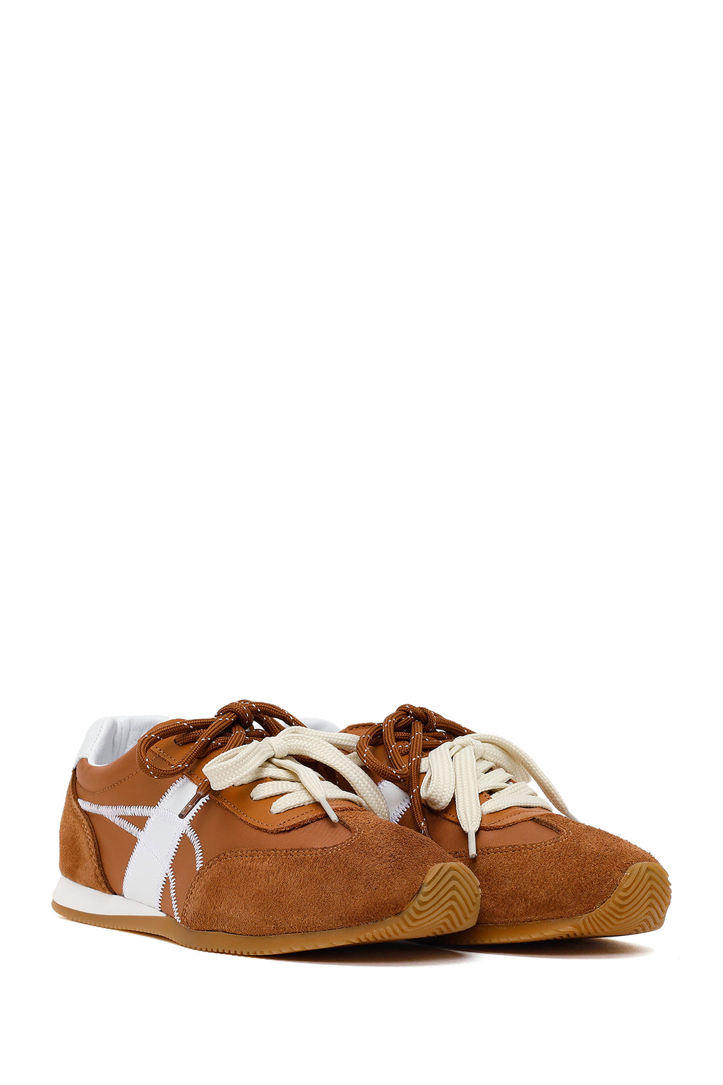 Kadın Taba Bağcıklı Deri Sneaker