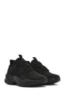 Derimod Zero Women's Black Lace-Up Stone Fabric Sneakers | Derimod