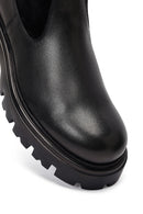 Men's Black Thick Soled Leather Boots | Derimod