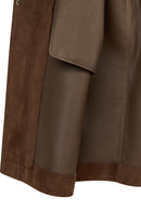 Madrid Woman Brown Long Suede Trench Coat | Derimod