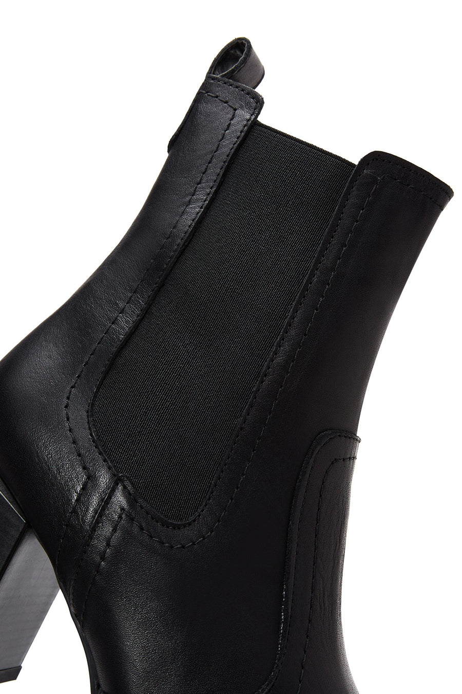 Women's Black Leather Heeled Chelsea Boots