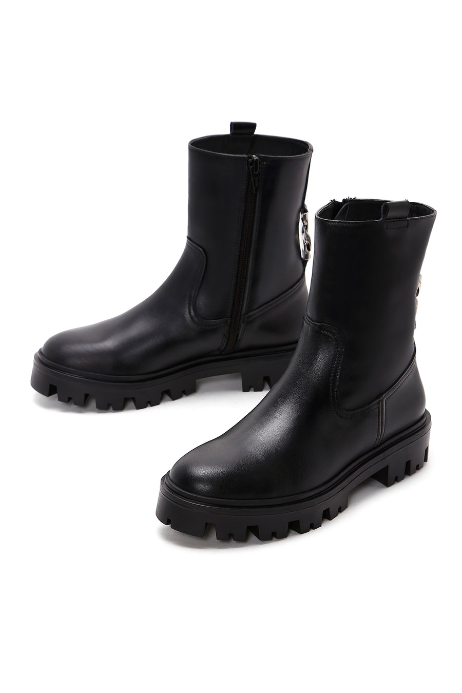 Women's Black Leather Zipper Classic Boots
