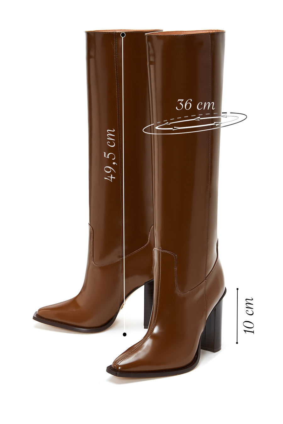 Women's Brown Leather High Heeled Boots