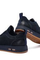 Erkek Lacivert Bağcıklı Nubuk Deri Sneaker | Derimod