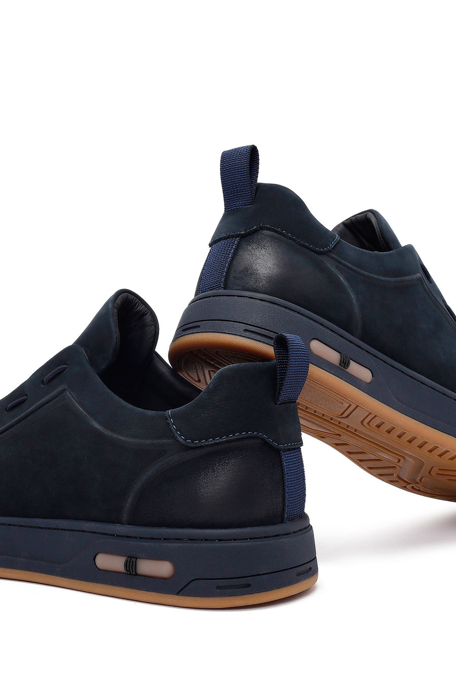Erkek Lacivert Bağcıklı Nubuk Deri Sneaker
