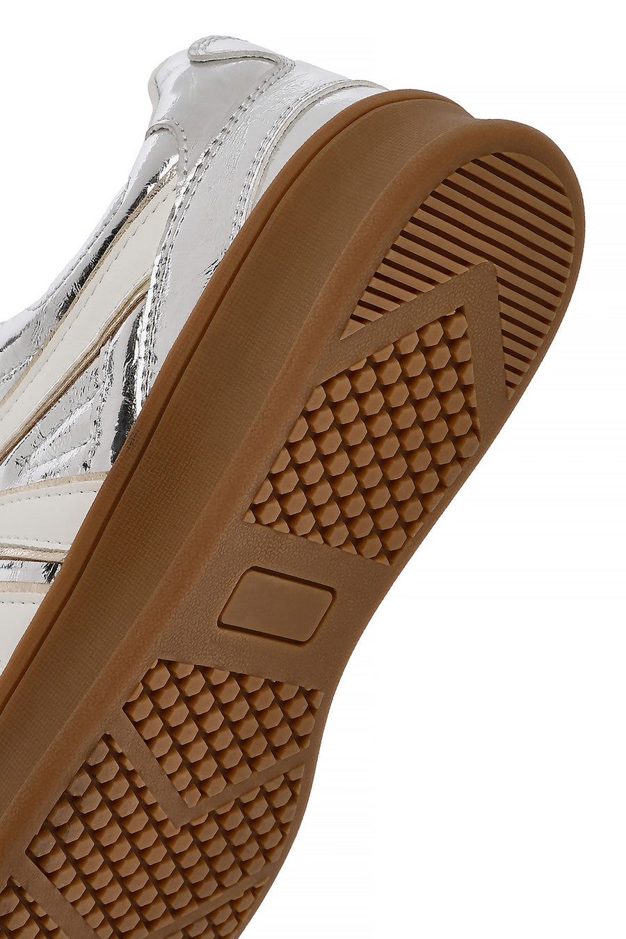 Women's Silver Lace-Up Metallic Sneakers