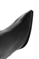 Women's Black Zippered Thick Heel Leather Boots | Derimod
