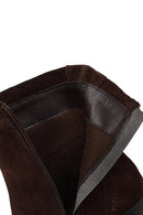 Woman Brown Zip Closure Chunky-Heeled Suede Leather Boots | Derimod