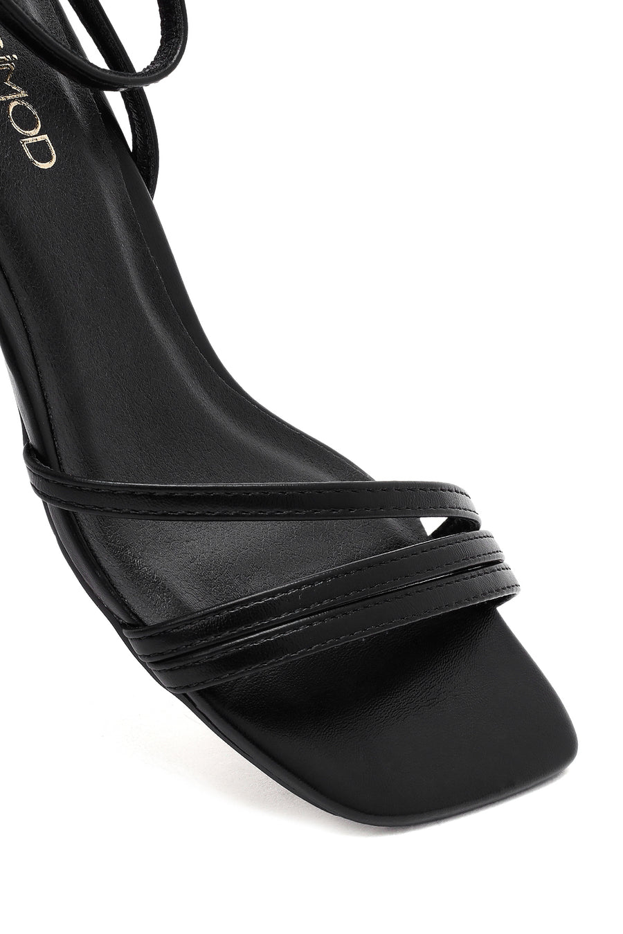 Women's Black Ankle Buckle Thin Low Heel Sandals