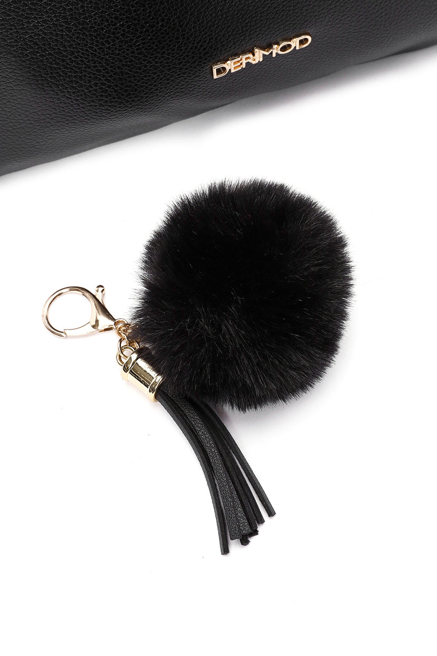 Women's Black Crossbody Bag with Accessory Detail
