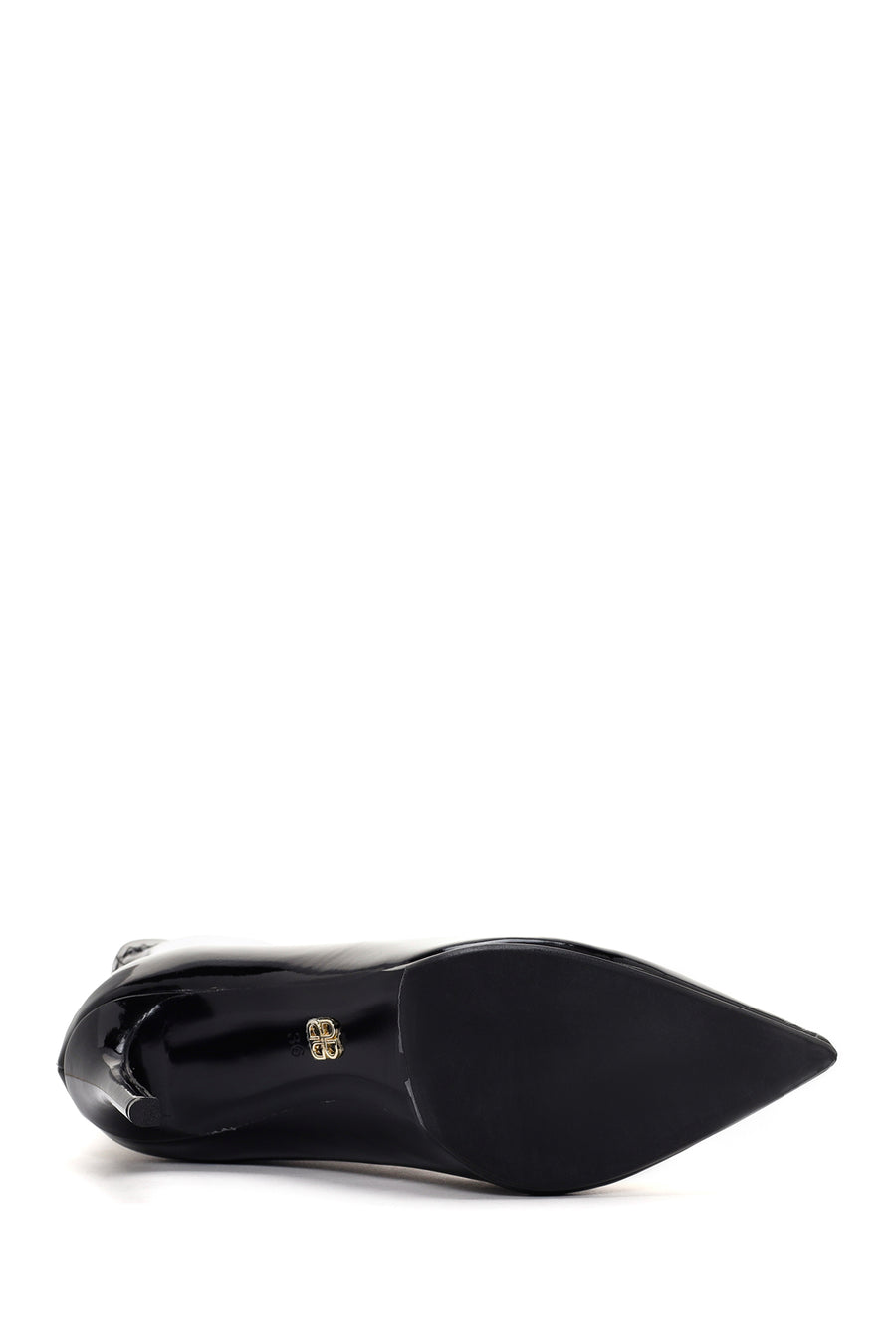 Women's Black Thin Heeled Zippered Patent Leather Classic Leather Boots