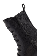 Women's Black Zippered Thick Heeled Leather Boots | Derimod