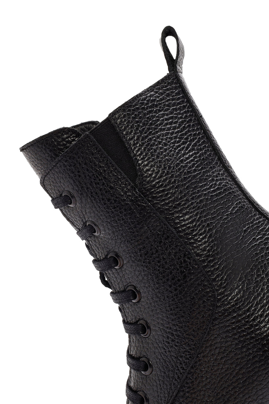 Women's Black Zippered Thick Heeled Leather Boots