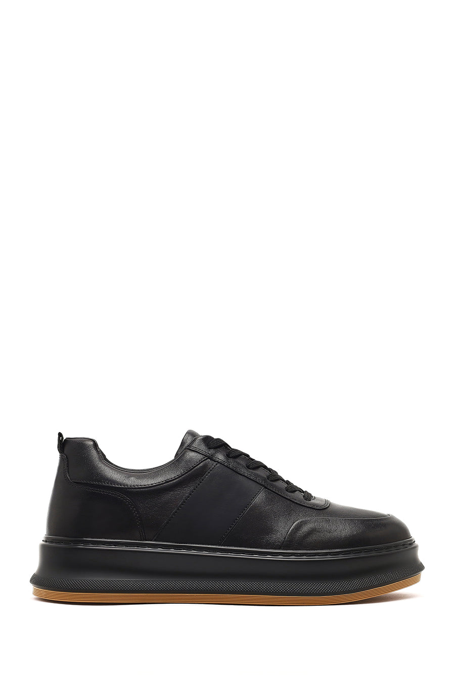 Men's Black Lace-Up Thick-Soled Leather Sneaker 25WFD641918 | Derimod