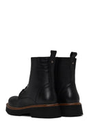 Woman Black Zip Closure Thick-Soled Leather Combat Boots | Derimod