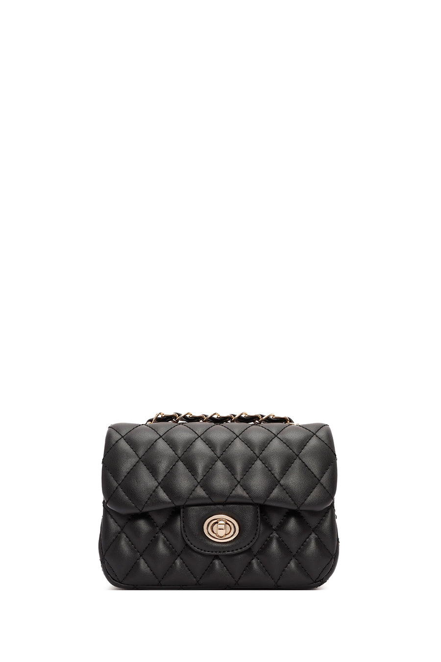Women's Black Long Strapped Quilted Mini Crossbody Bag
