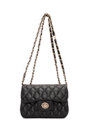 Women's Black Long Strapped Quilted Mini Crossbody Bag | Derimod