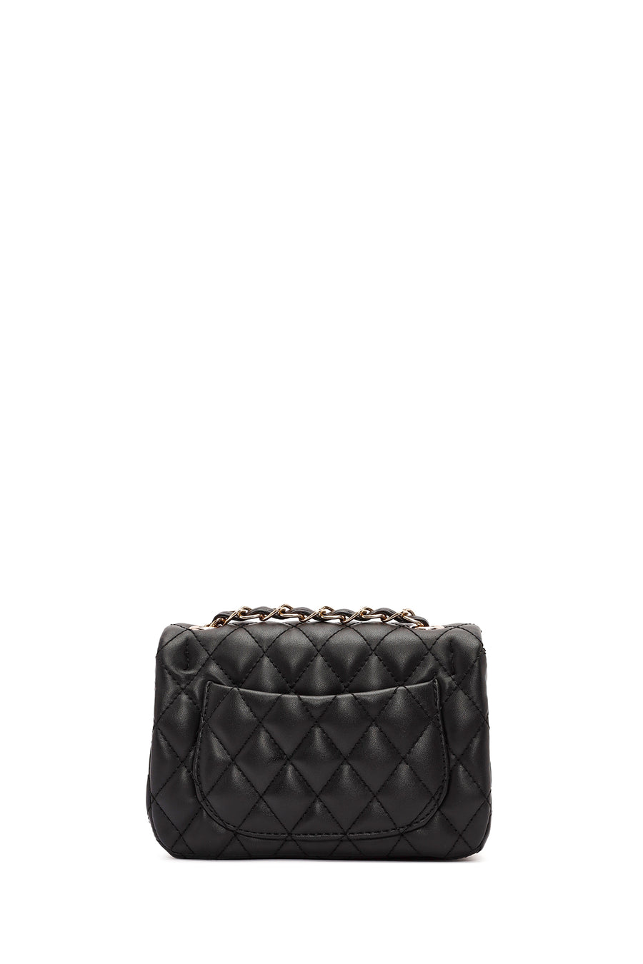 Women's Black Long Strapped Quilted Mini Crossbody Bag