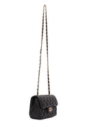 Women's Black Long Strapped Quilted Mini Crossbody Bag | Derimod