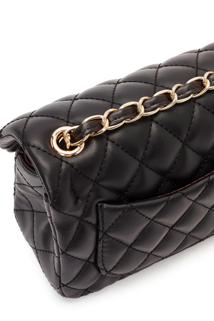 Women's Black Long Strapped Quilted Mini Crossbody Bag