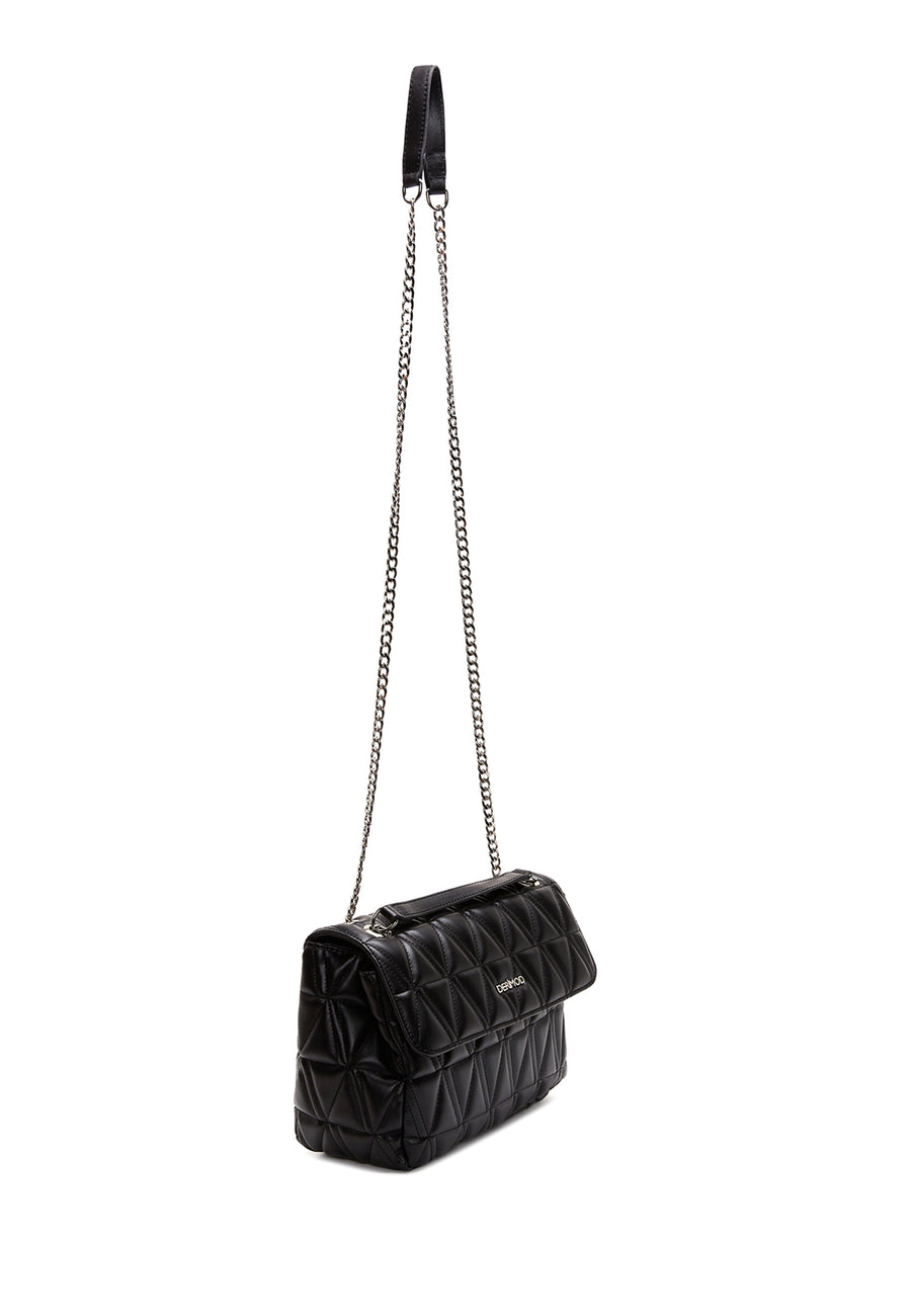 Women's Black Chain Strap Quilted Shoulder Bag