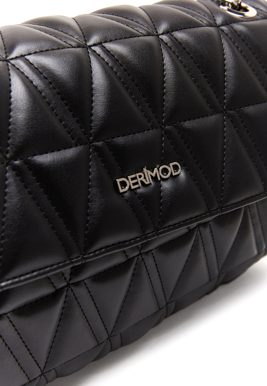 Women's Black Chain Strap Quilted Shoulder Bag