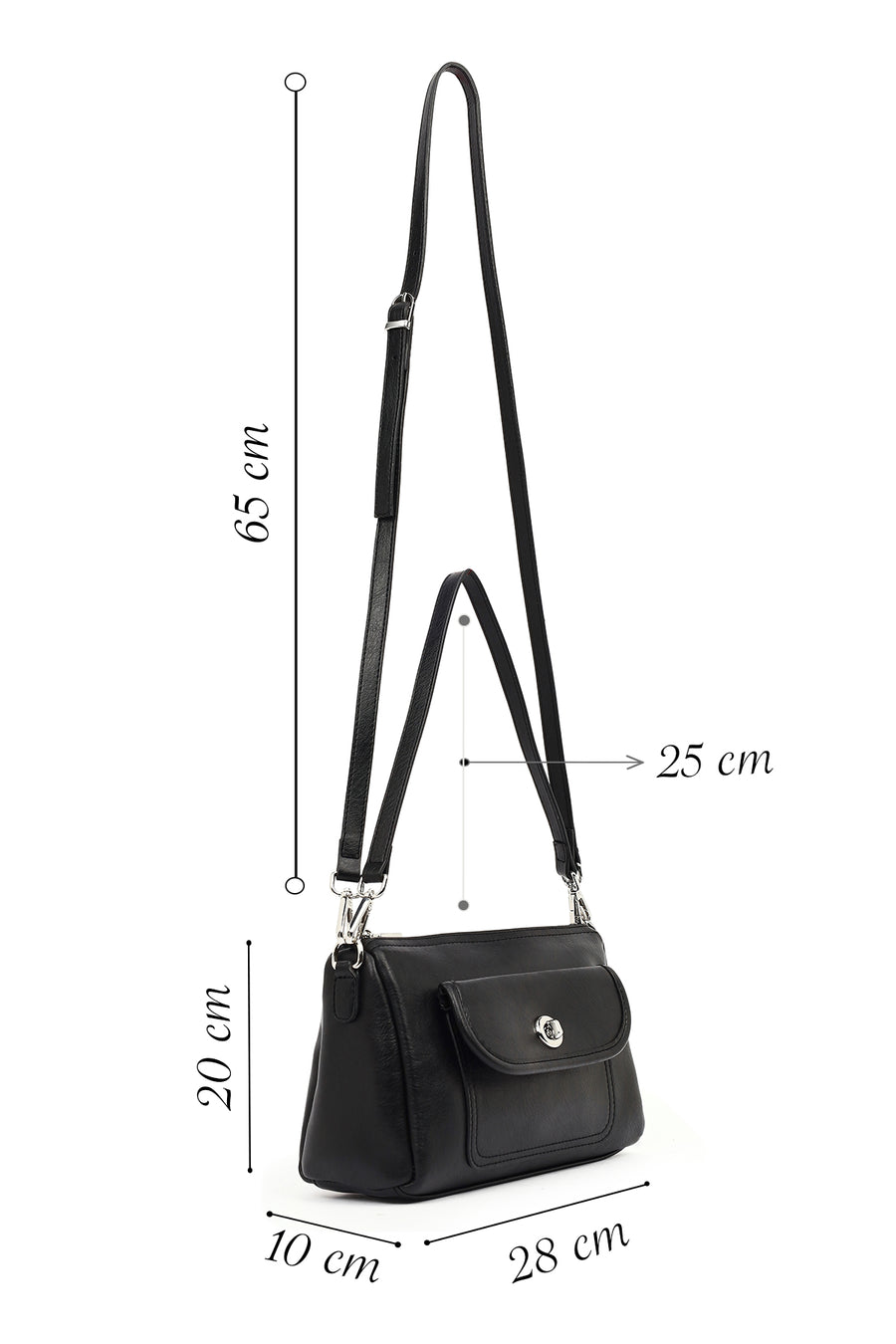 Women's Black Long Strap Shoulder Bag