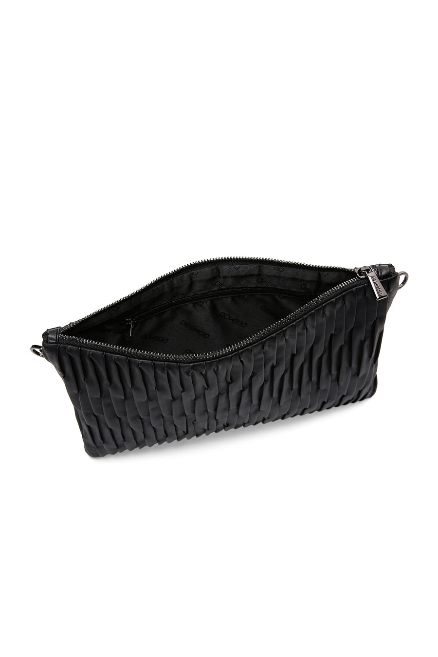 Women's Black Chain Strap Patterned Clutch Bag