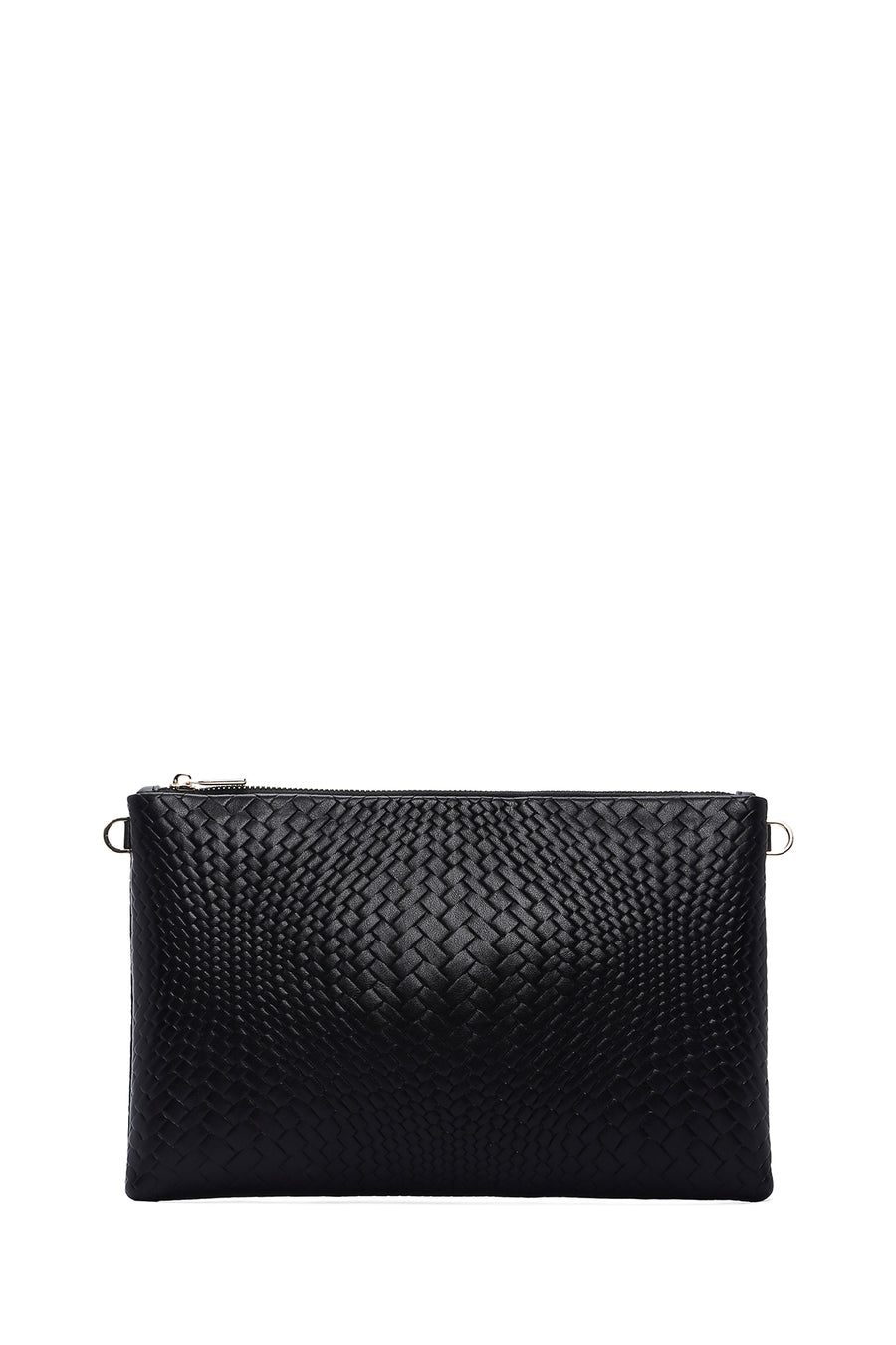 Women's Black Chain Strap Braided Clutch Bag