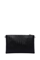 Women's Black Chain Strap Braided Clutch Bag | Derimod