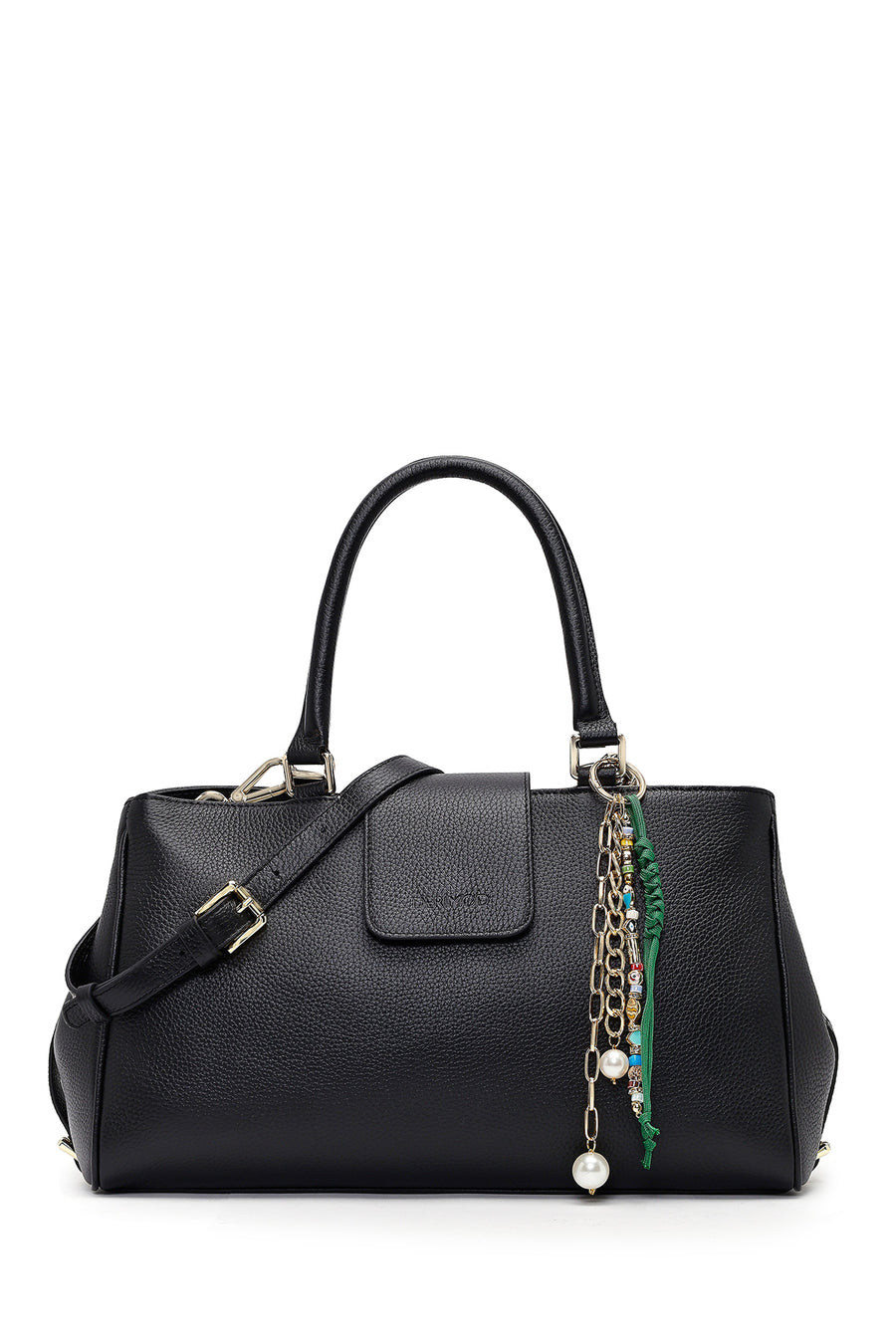 Women's Black Long Strap Charm Leather Shoulder Bag 25ABD2305FT | Derimod