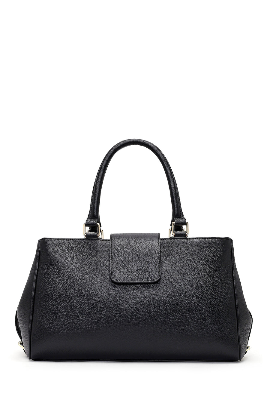 Women's Black Long Strap Charm Leather Shoulder Bag