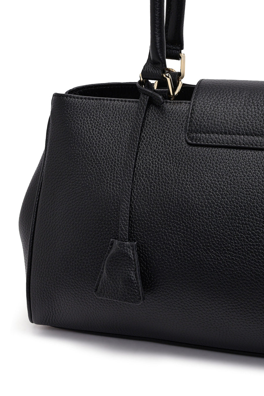Women's Black Long Strap Charm Leather Shoulder Bag