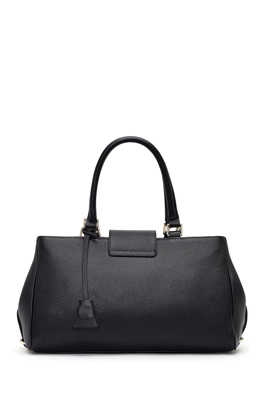 Women's Black Long Strap Charm Leather Shoulder Bag