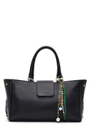 Women's Black Long Strap Charm Leather Shoulder Bag | Derimod