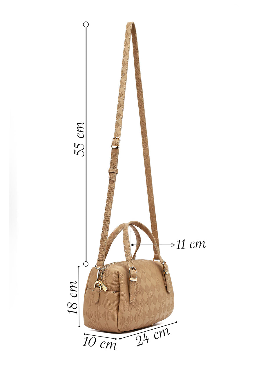 Women's Beige Long Strap Printed Crossbody Bag