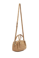 Women's Beige Long Strap Printed Crossbody Bag | Derimod