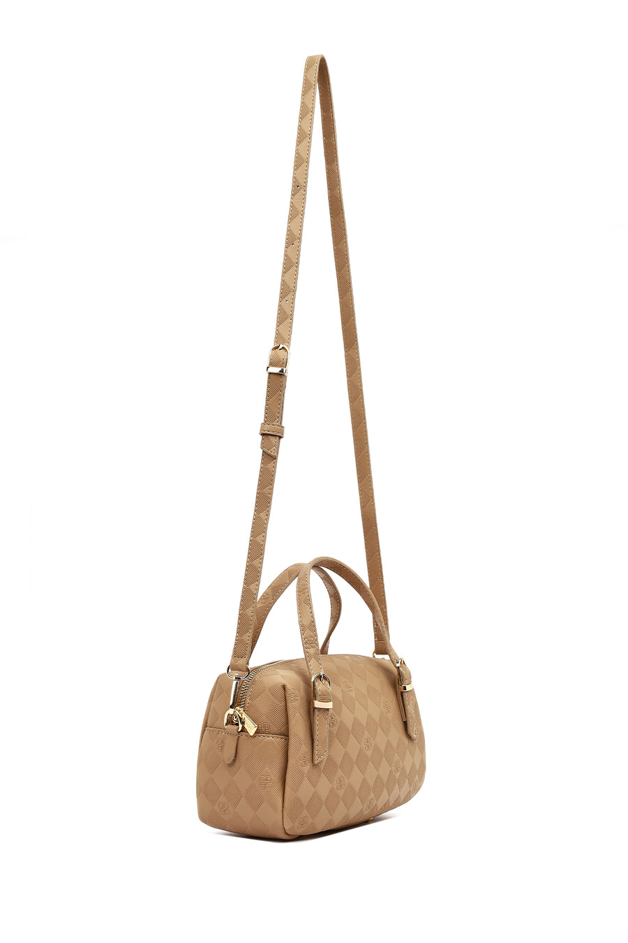 Women's Beige Long Strap Printed Crossbody Bag