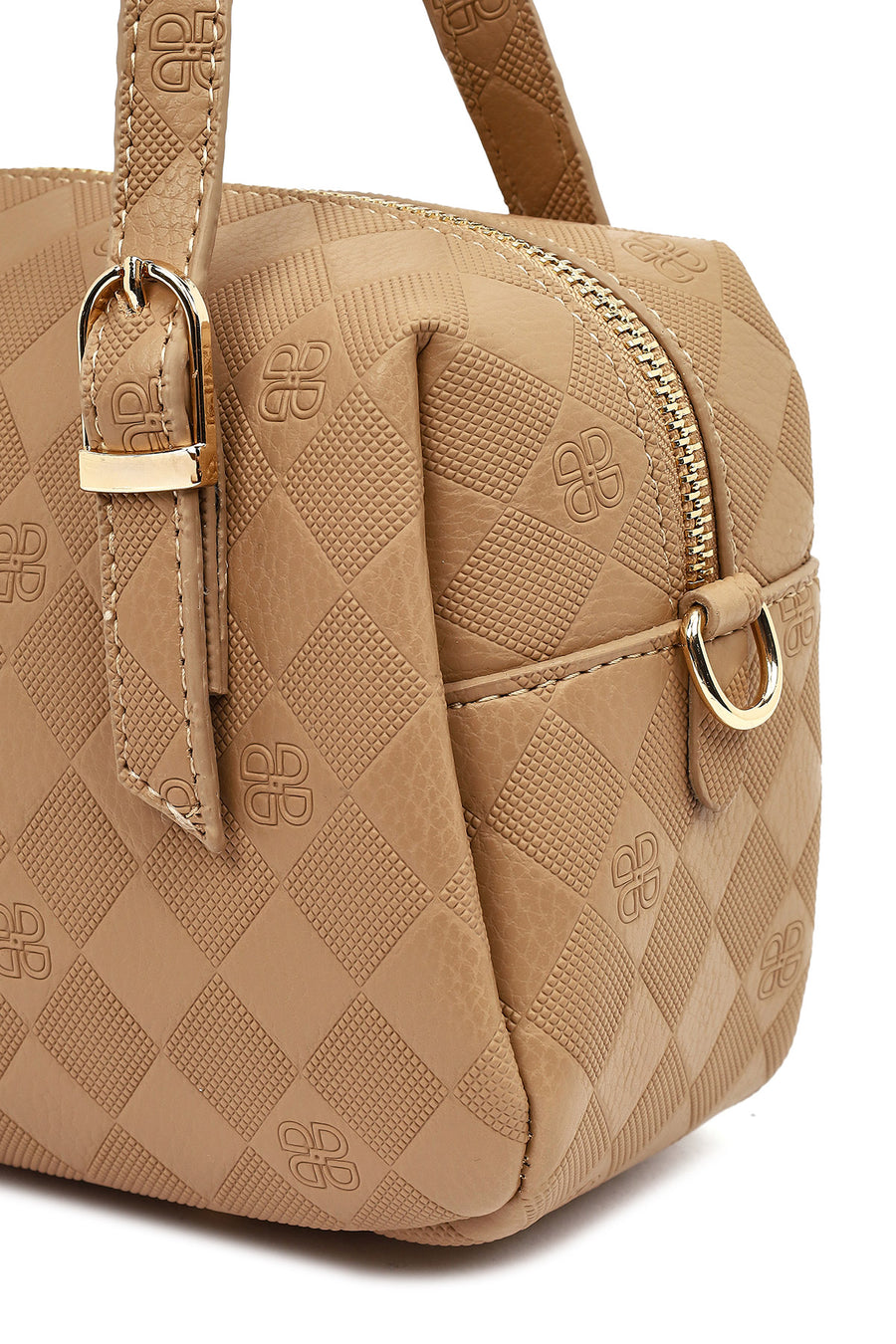 Women's Beige Long Strap Printed Crossbody Bag