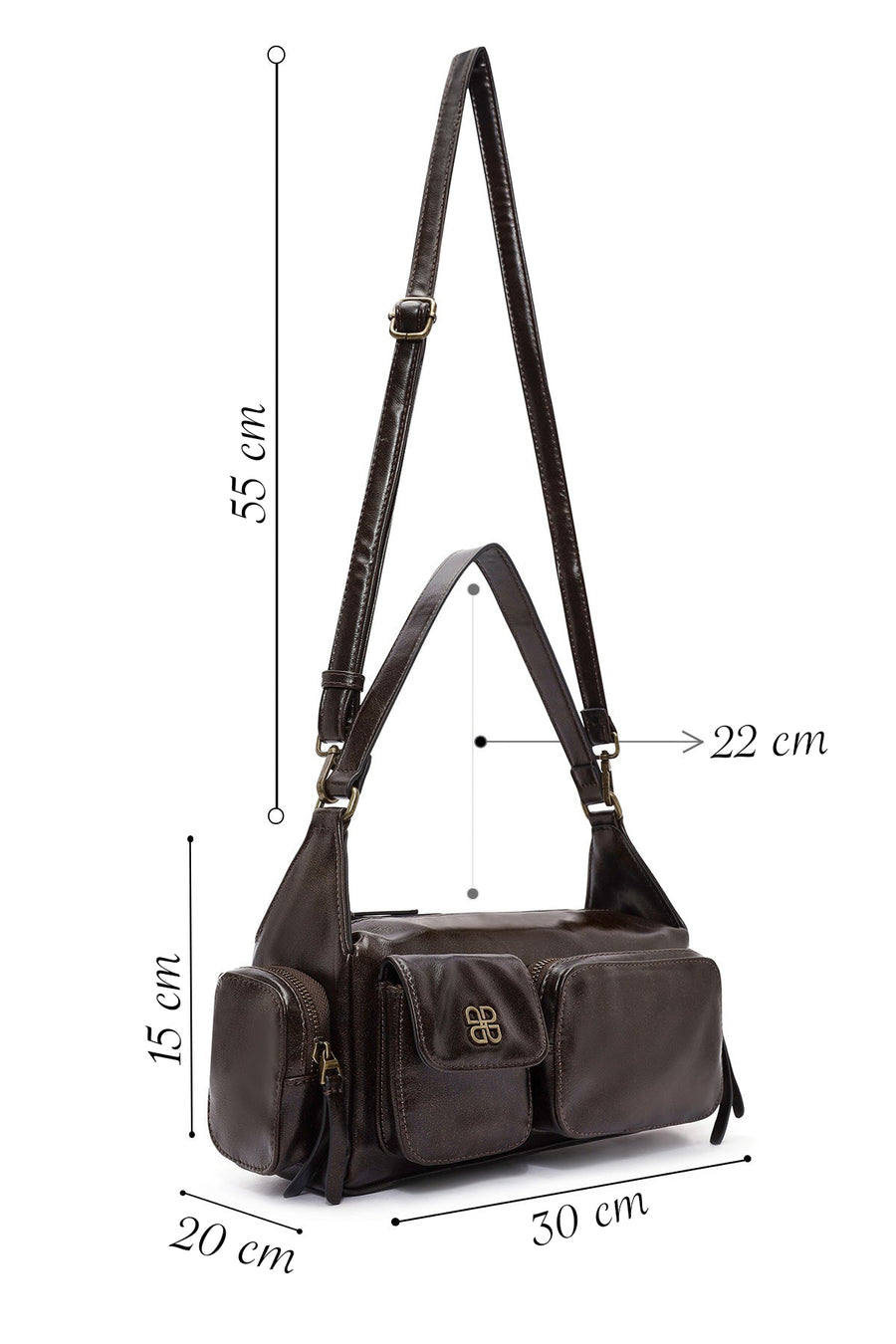 Woman Brown Long Strap Shoulder Bag