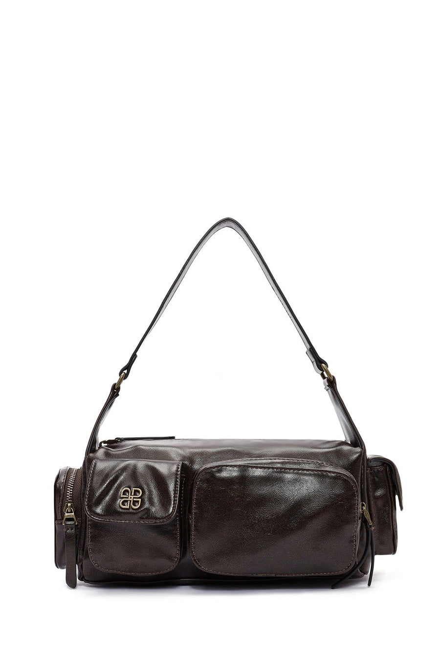 Woman Brown Long Strap Shoulder Bag