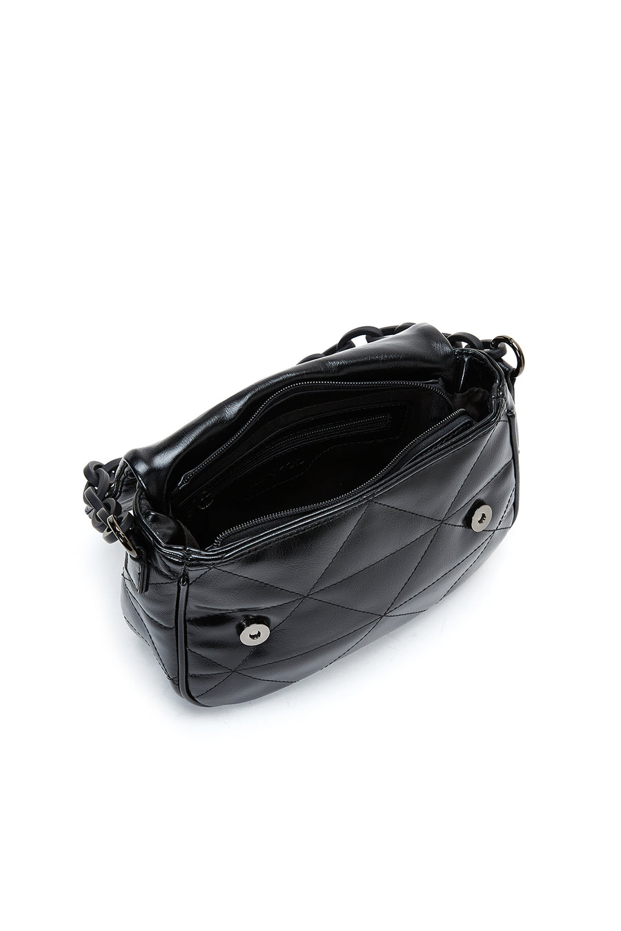 Women's Black Long Strapped Quilted Crossbody Bag