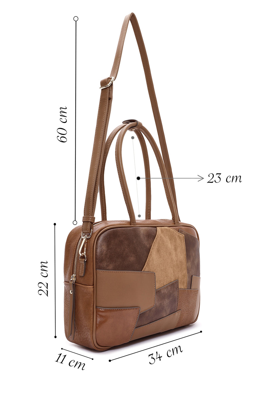 Women's Brown Long Strap Patterned Shoulder Bag