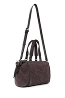 Women's Brown Long Strap Suede Shoulder Bag | Derimod