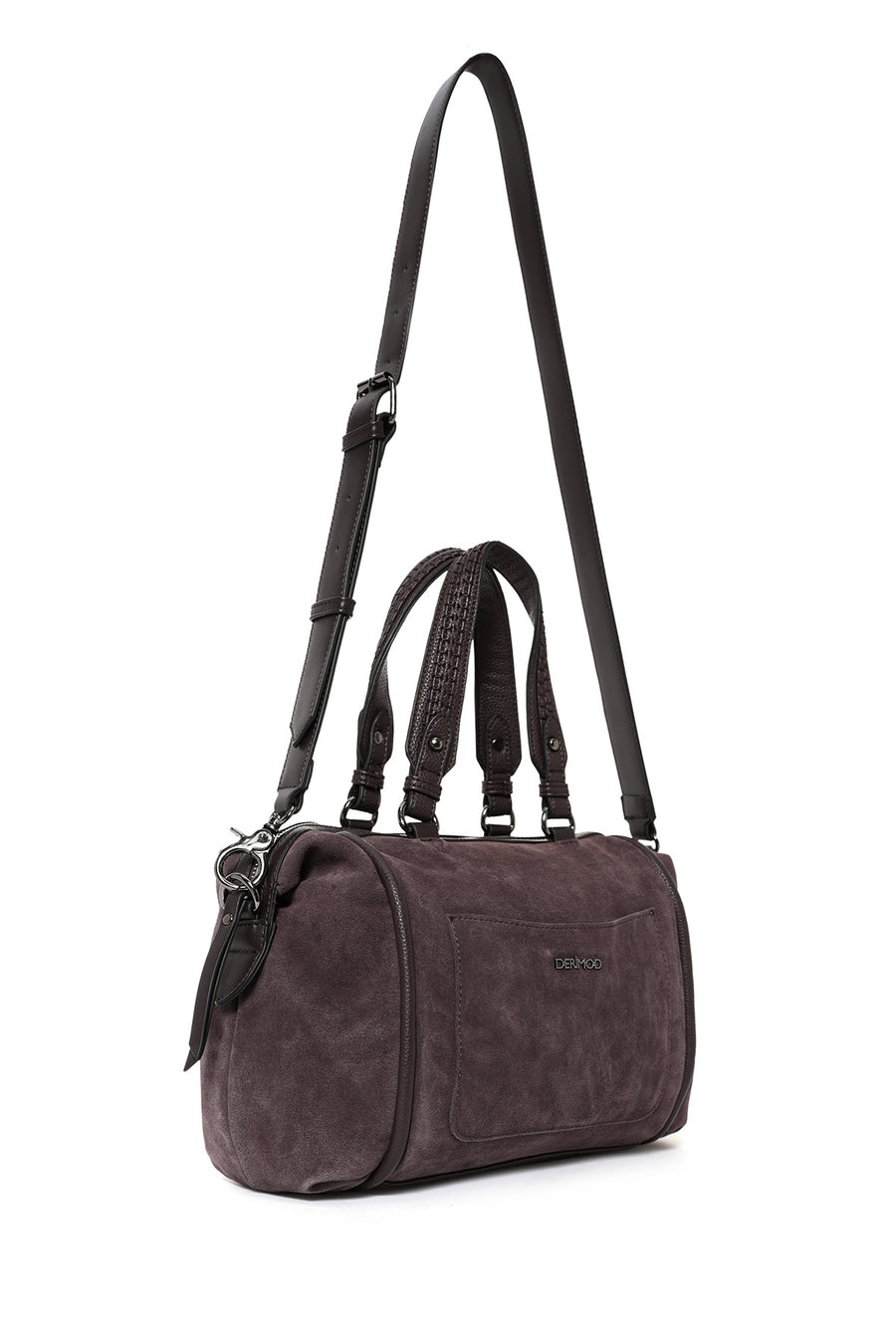 Women's Brown Long Strap Suede Shoulder Bag