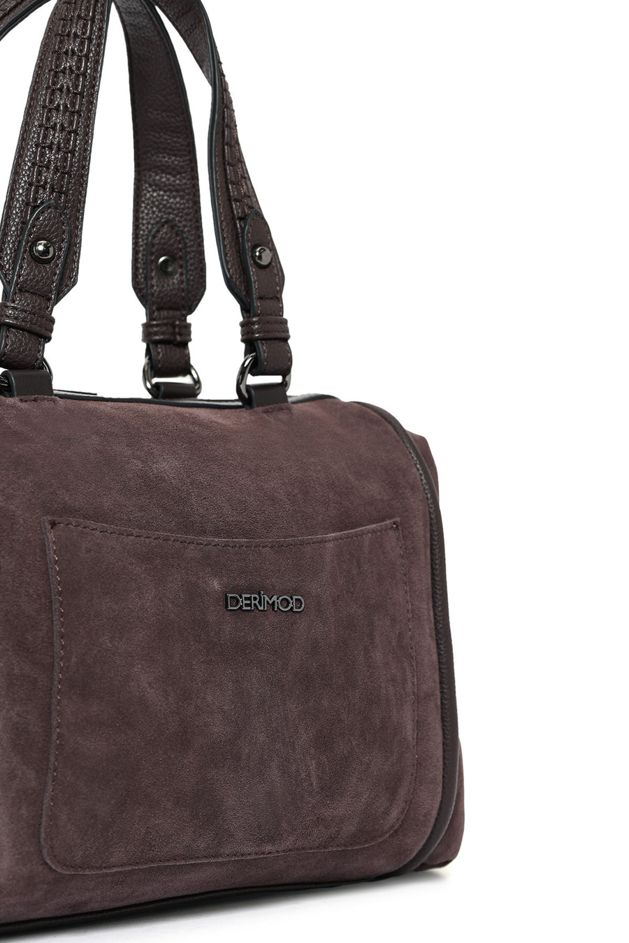 Women's Brown Long Strap Suede Shoulder Bag