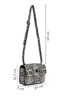 Woman Gray Long Strap Patterned Crossbody Bag | Derimod