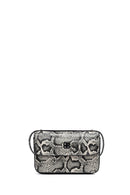 Woman Gray Long Strap Patterned Crossbody Bag | Derimod