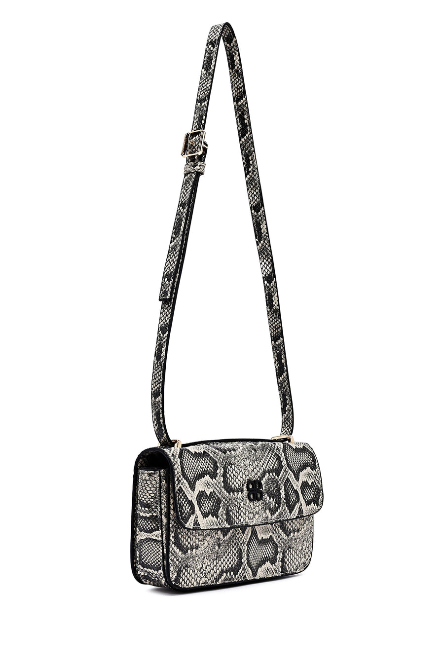 Woman Gray Long Strap Patterned Crossbody Bag