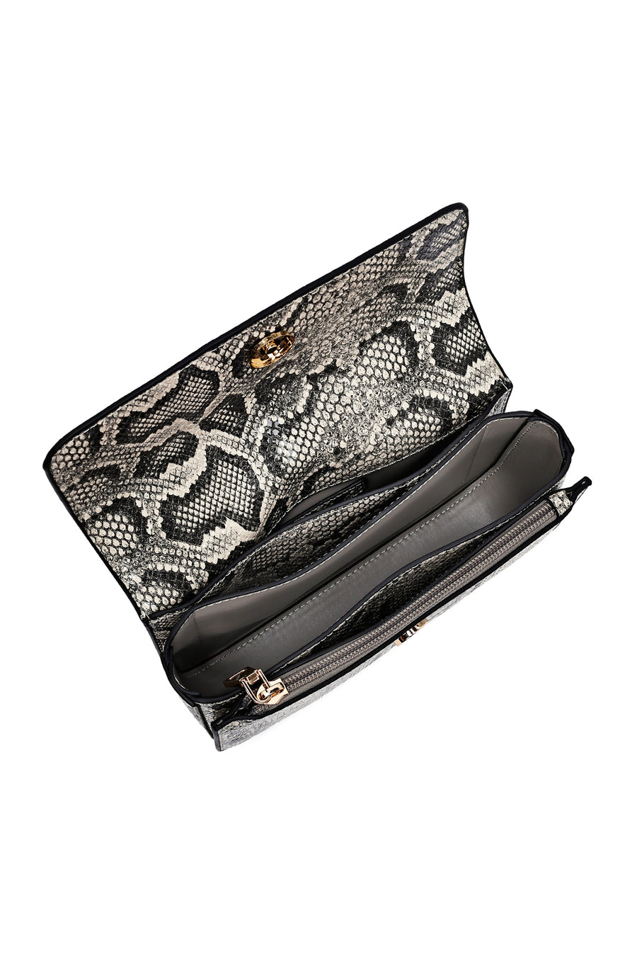Woman Gray Long Strap Patterned Crossbody Bag